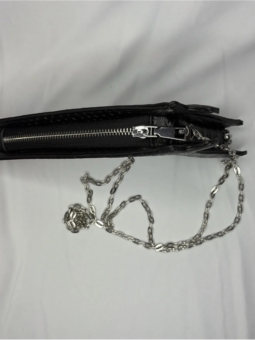 Black Croc-Texture Gun Shaped Crossbody Bag